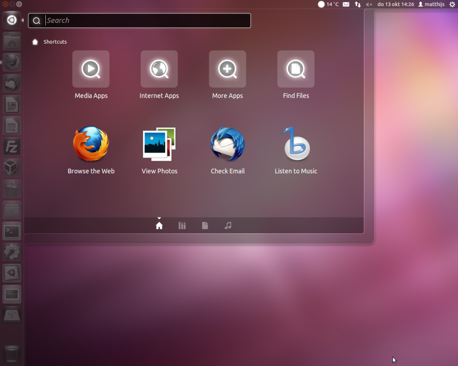 Linux панель. Unity (оболочка рабочего стола). Ubuntu 11.10. Рабочие столы на убунту удобные.